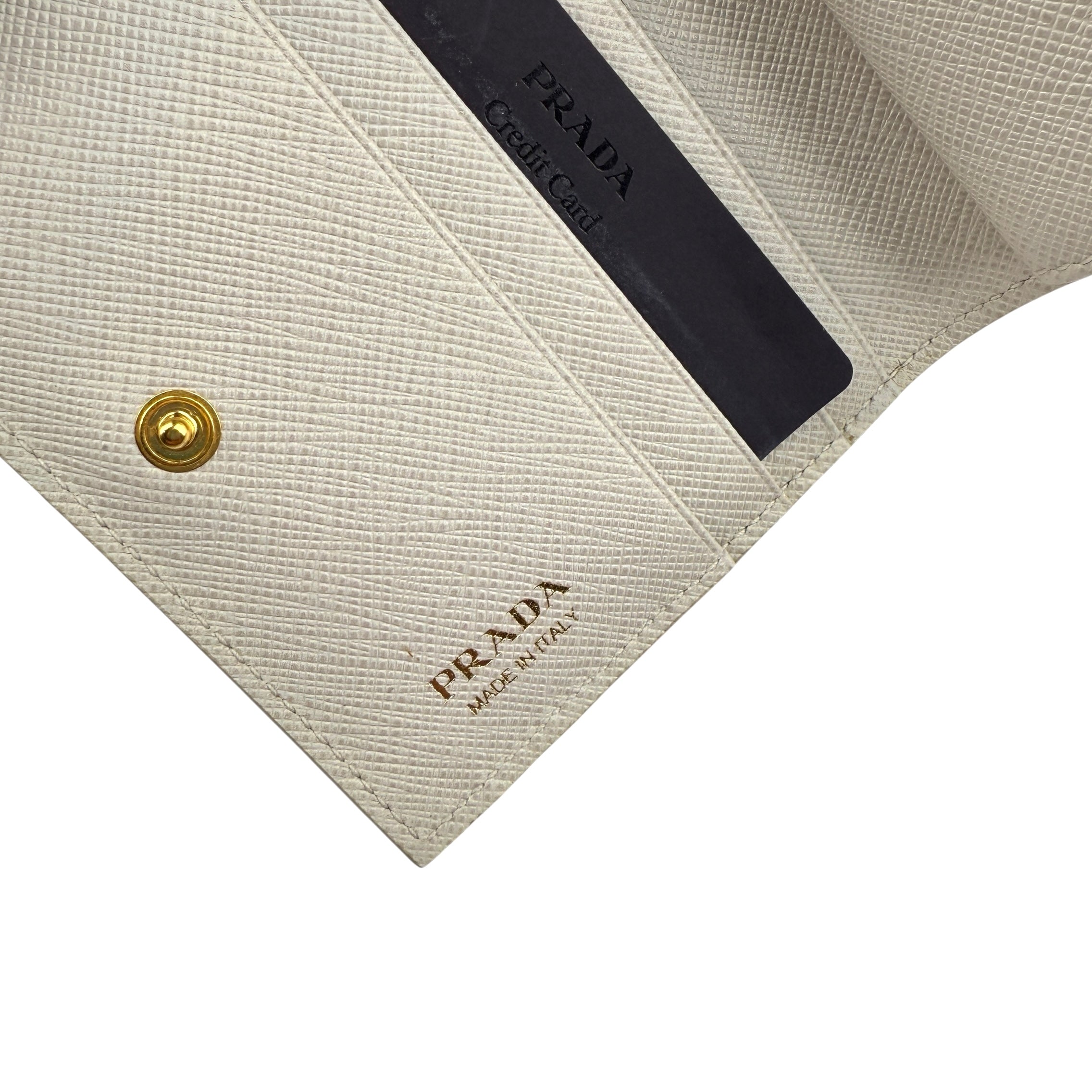 Pre-owned Prada Saffiano Shine Monochrome Bi-Fold Wallet Talco wallet