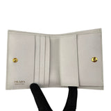 Pre-owned Prada Saffiano Shine Monochrome Bi-Fold Wallet Talco wallet