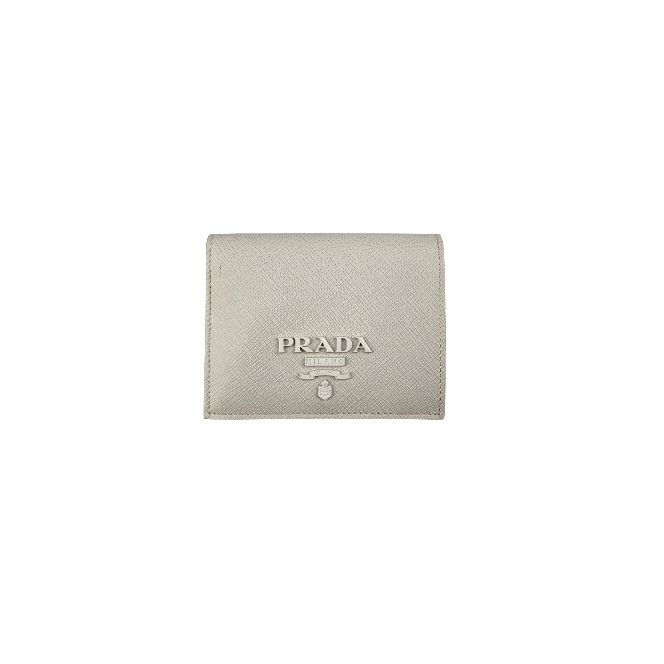 Pre-owned Prada Saffiano Shine Monochrome Bi-Fold Wallet Talco wallet main image