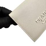 Pre-owned Prada Saffiano Shine Monochrome Bi-Fold Wallet Talco wallet