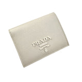 Pre-owned Prada Saffiano Shine Monochrome Bi-Fold Wallet Talco wallet