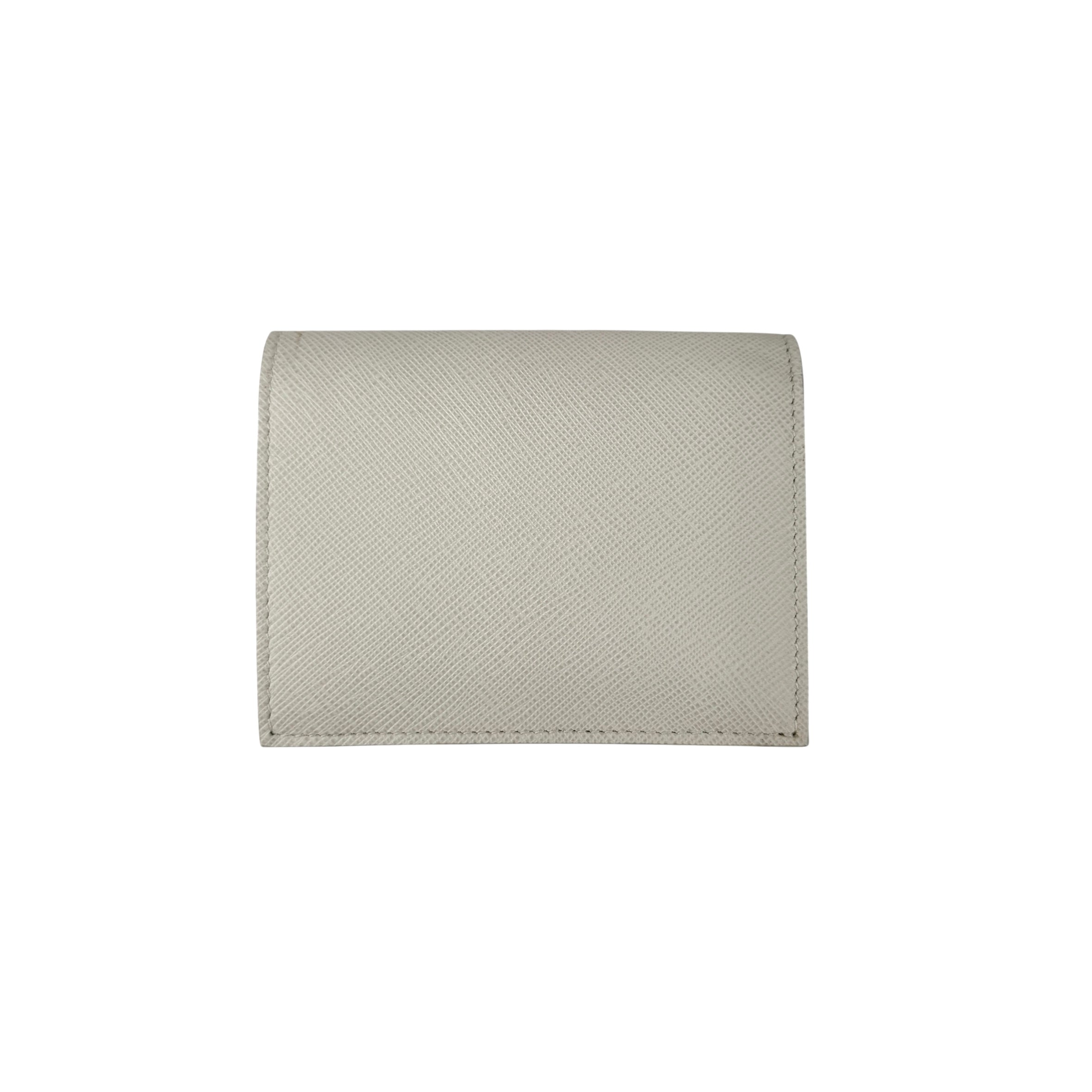 Pre-owned Prada Saffiano Shine Monochrome Bi-Fold Wallet Talco wallet