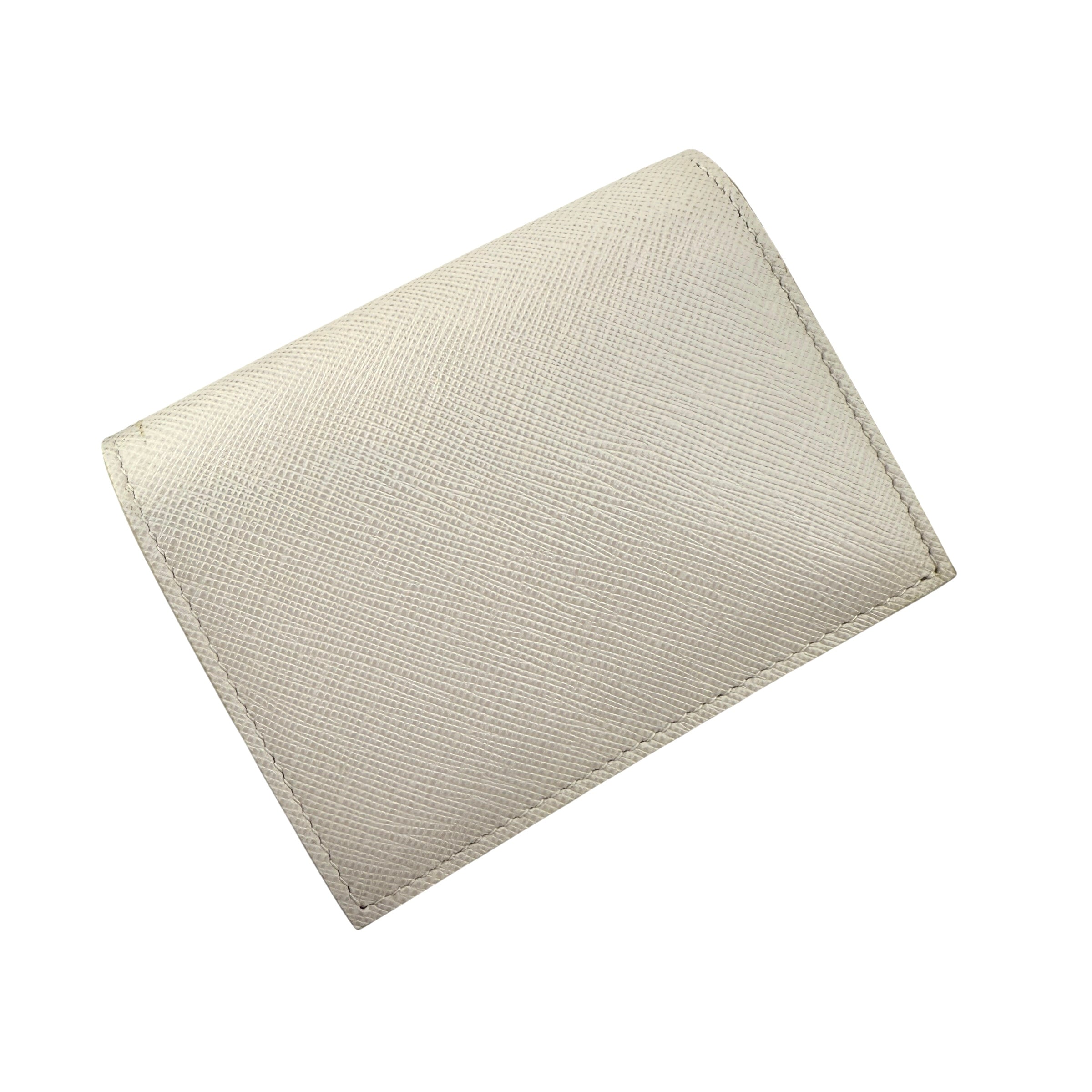 Pre-owned Prada Saffiano Shine Monochrome Bi-Fold Wallet Talco wallet