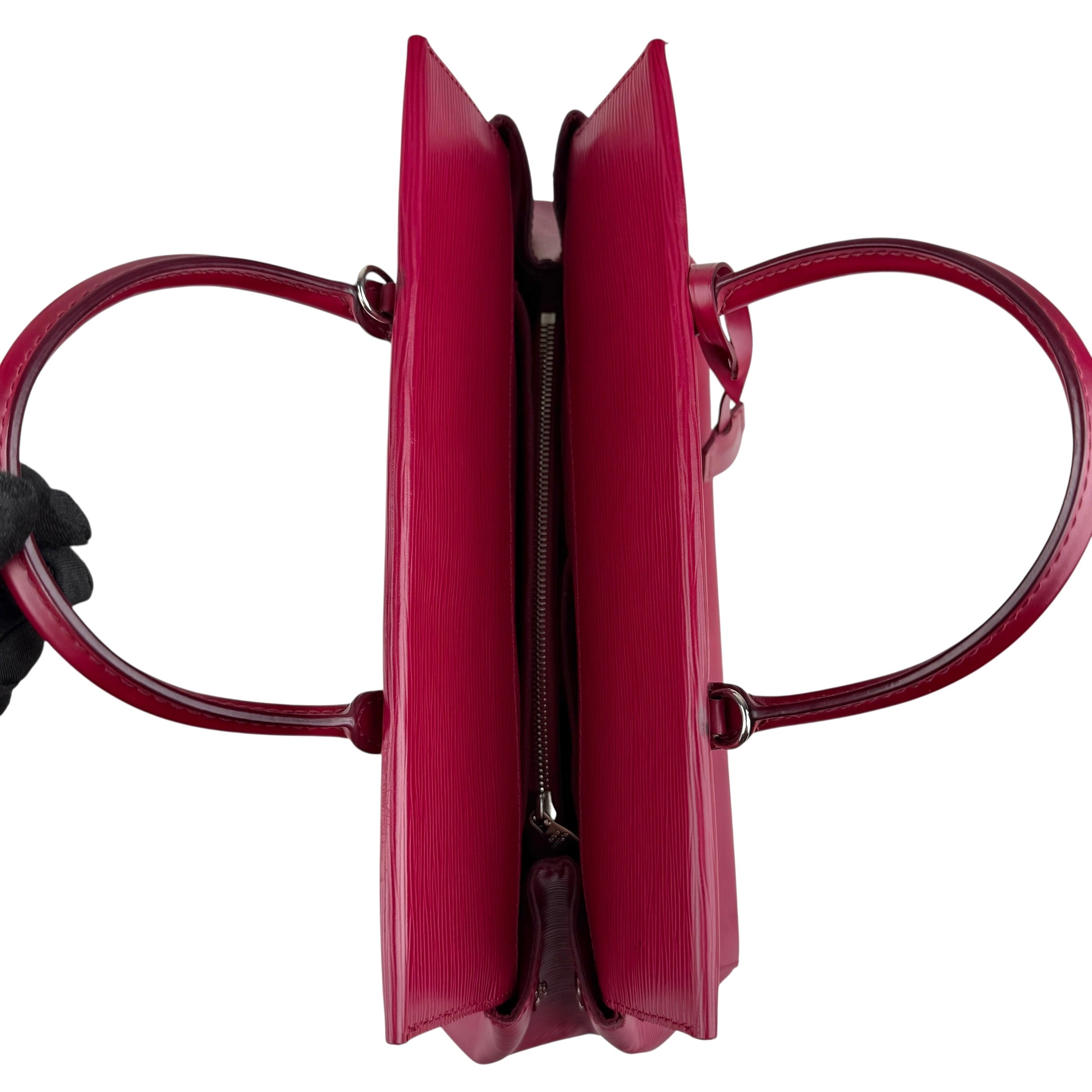 Pre-owned louis vuitton marly bb epi leather fuchsia bag front