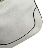 Pre-owned prada vitello daino zippered hobo messenger bag white front