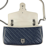 Pre-owned gucci navy and white gg marmont shoulder bag front