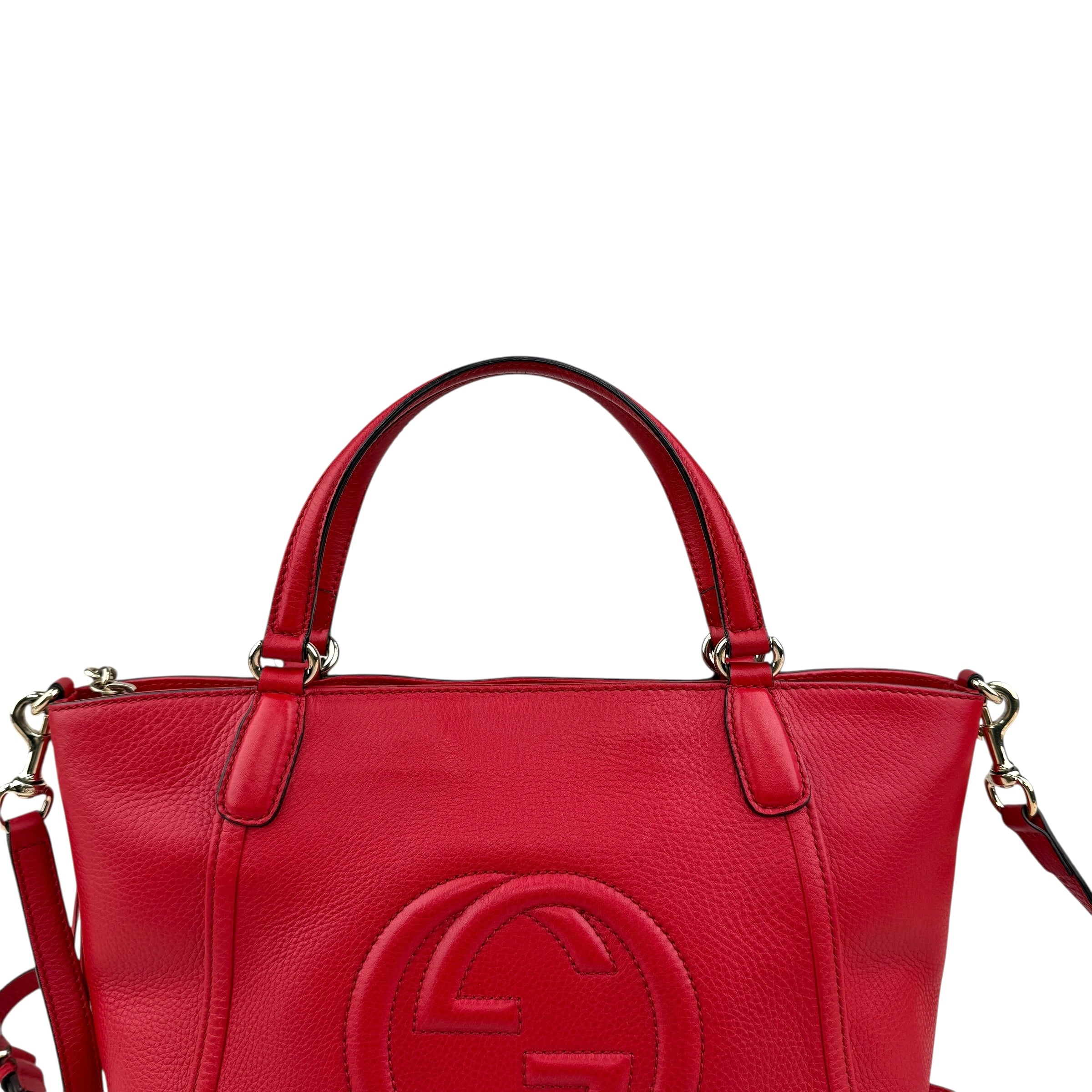 Pre-owned Gucci Soho Top Handle red leather handbag
