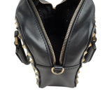 Pre-owned valentino black leather rockstud crossbody bag front