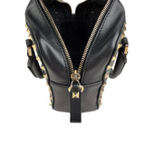 Pre-owned valentino black leather rockstud crossbody bag front