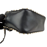 Pre-owned valentino black leather rockstud crossbody bag front