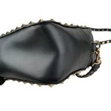 Pre-owned valentino black leather rockstud crossbody bag front
