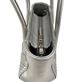 Pre-owned miu miu nappa biker womens silver leather shoulder handbag front