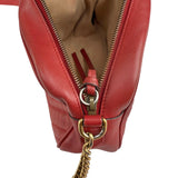 Pre-owned gucci red quilted leather marmont matelasse camera bag front
