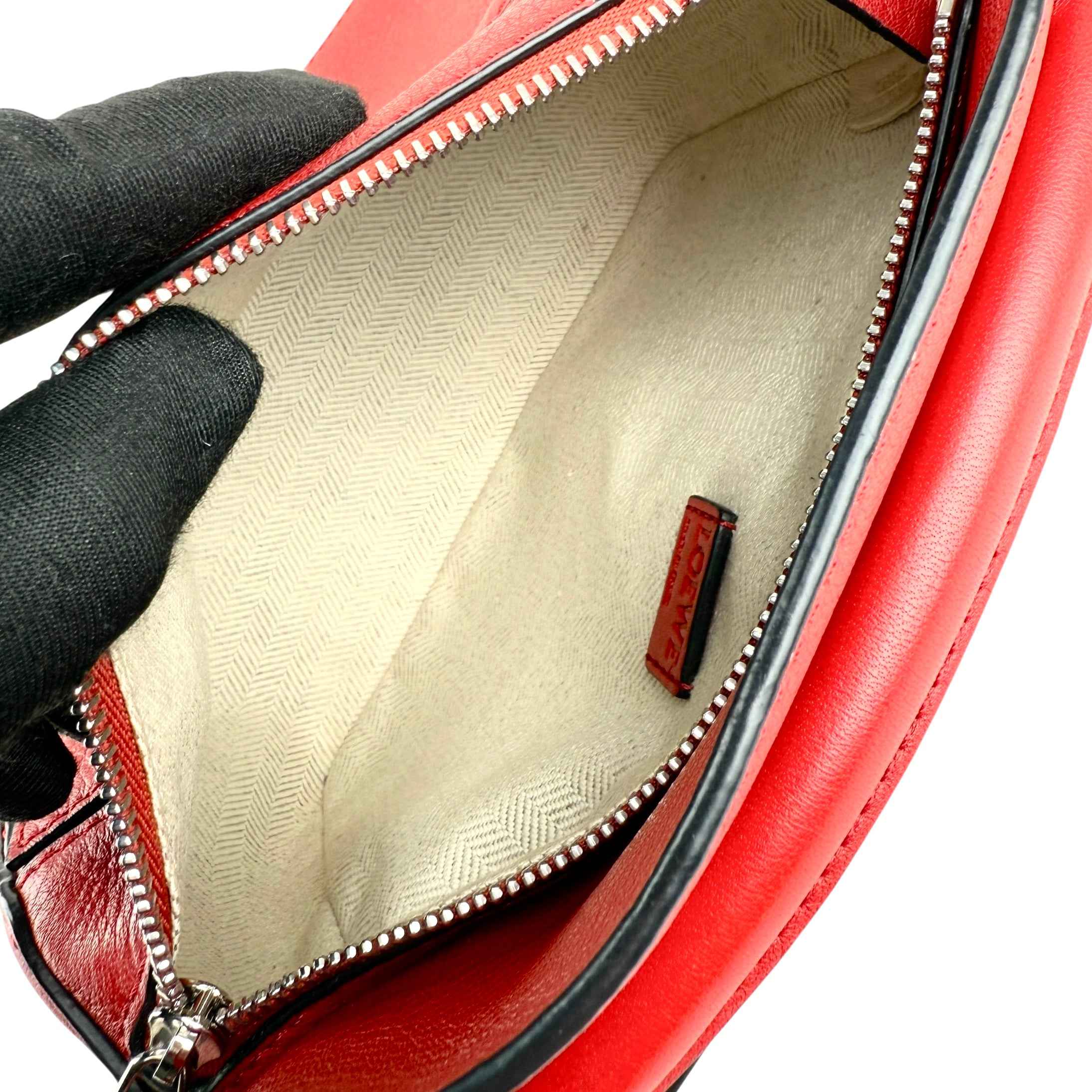 Loewe Raspberry Calfskin Mini Puzzle Bag