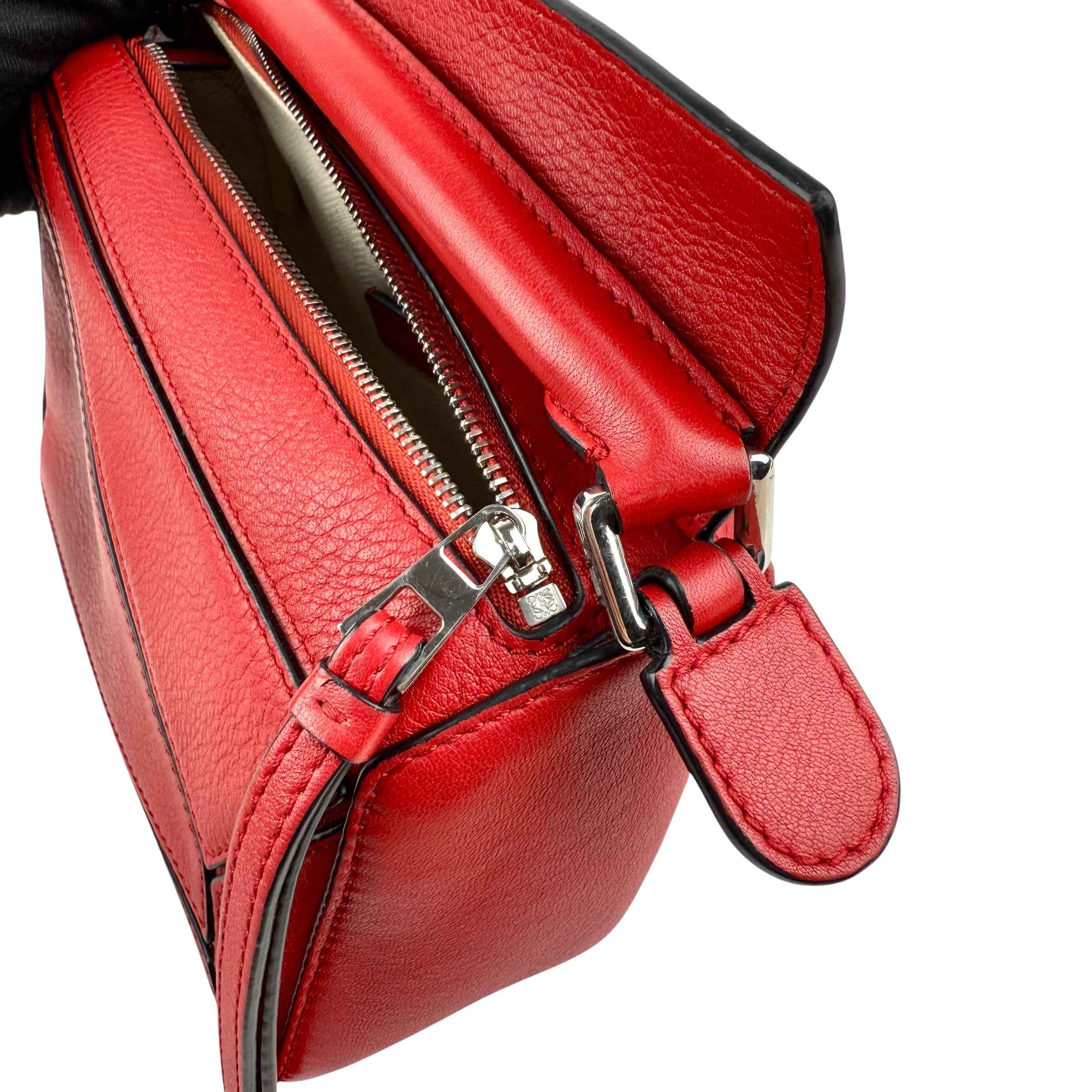 Loewe Raspberry Calfskin Mini Puzzle Bag