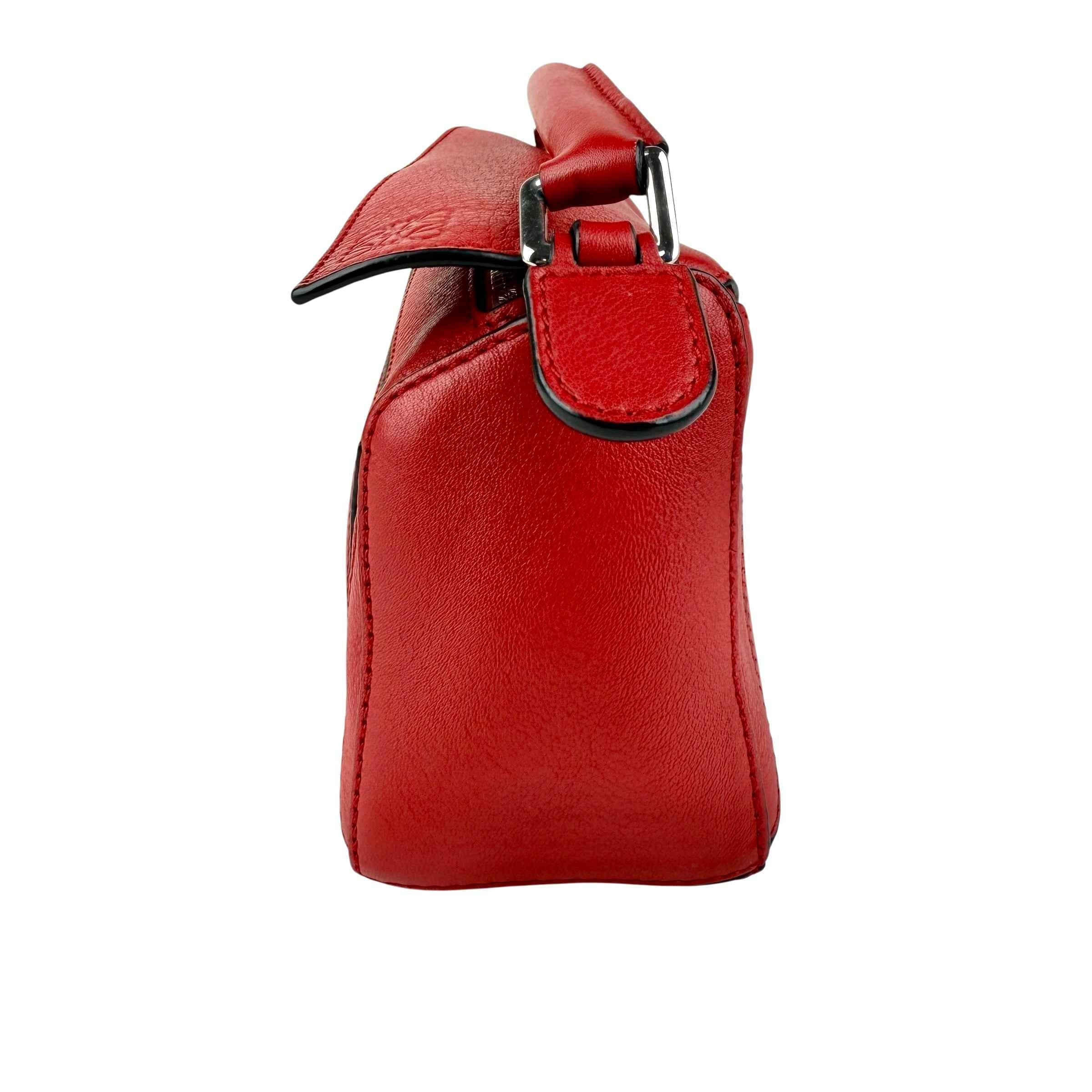 Loewe Raspberry Calfskin Mini Puzzle Bag