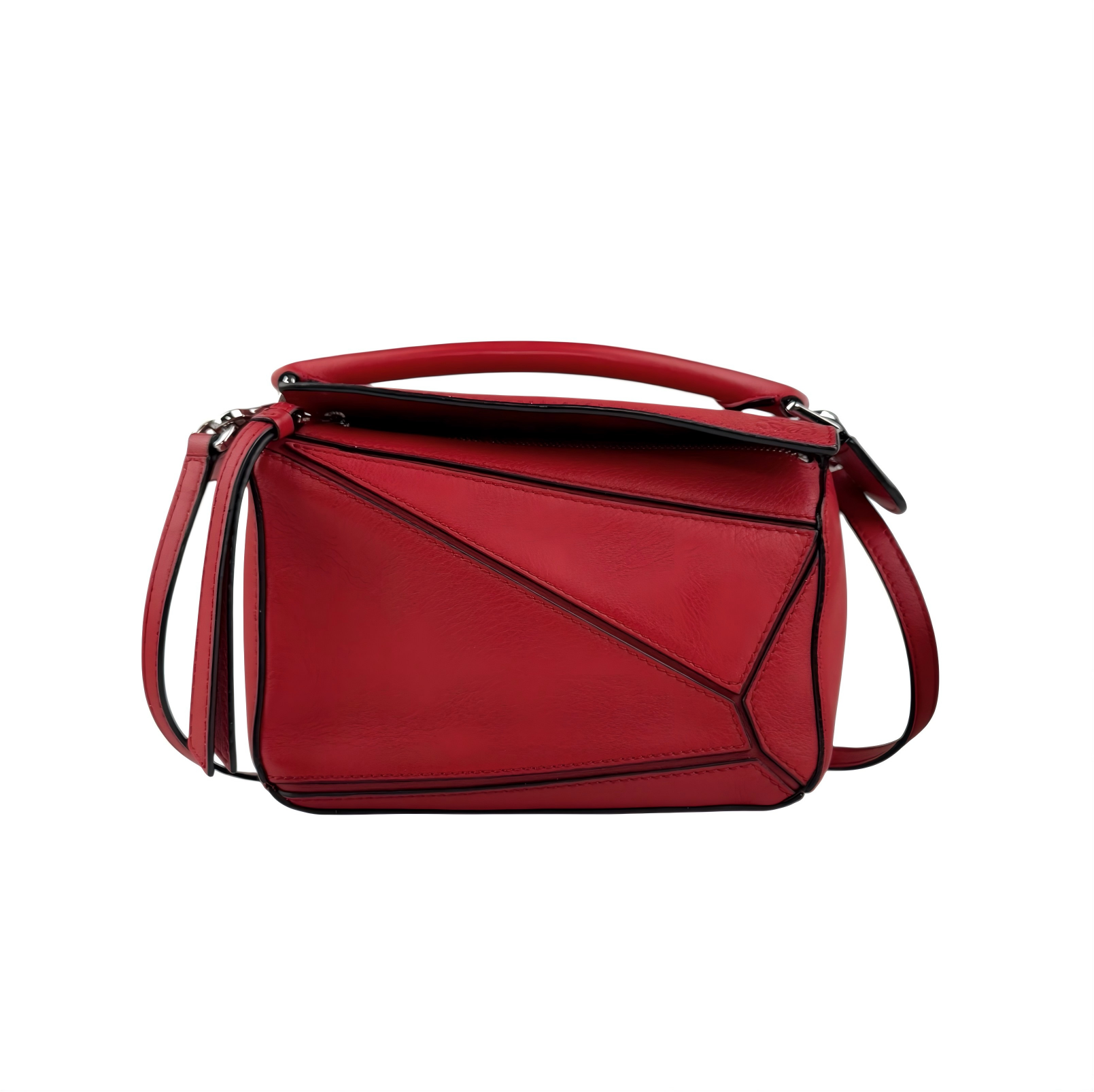 Loewe Raspberry Calfskin Mini Puzzle Bag