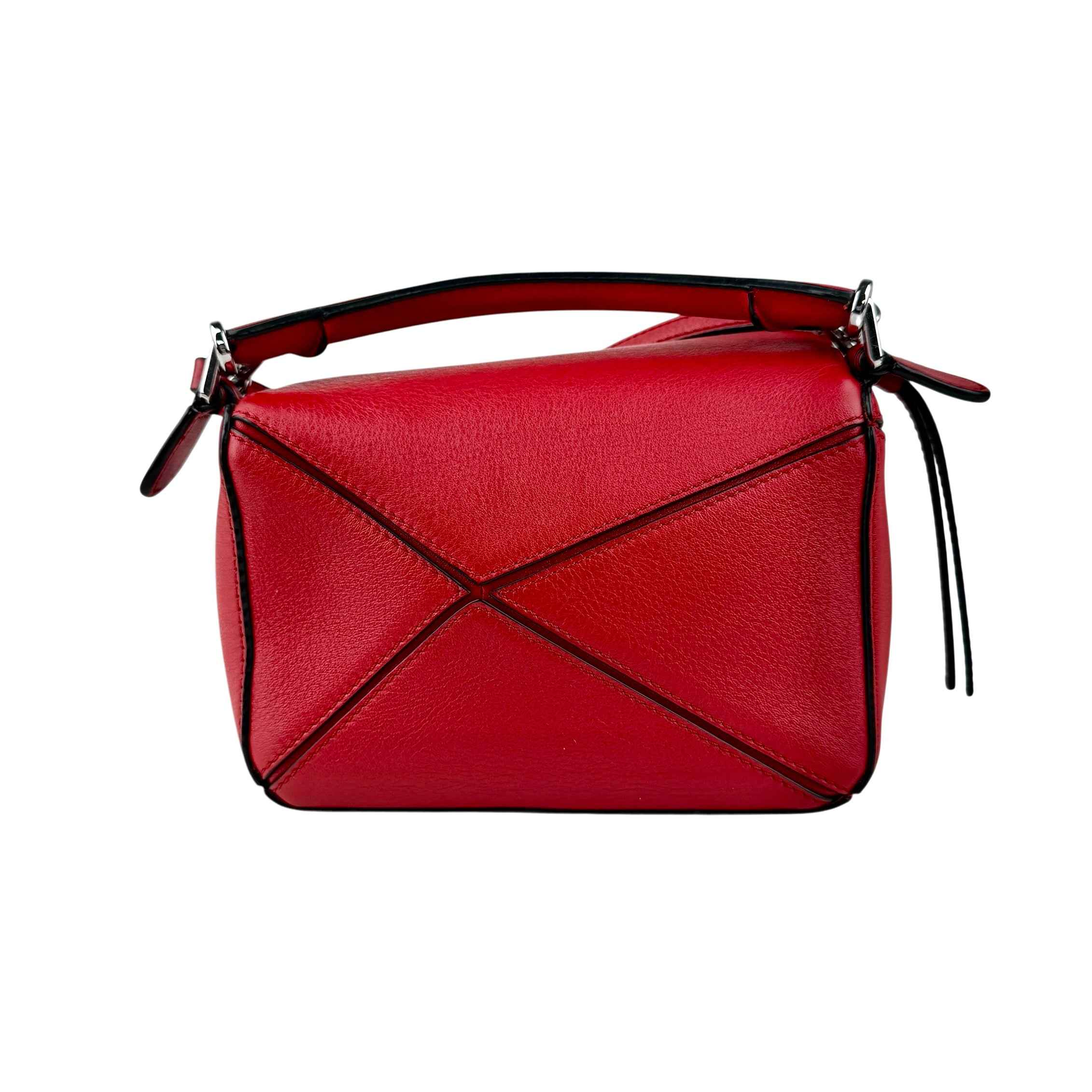 Loewe Raspberry Calfskin Mini Puzzle Bag