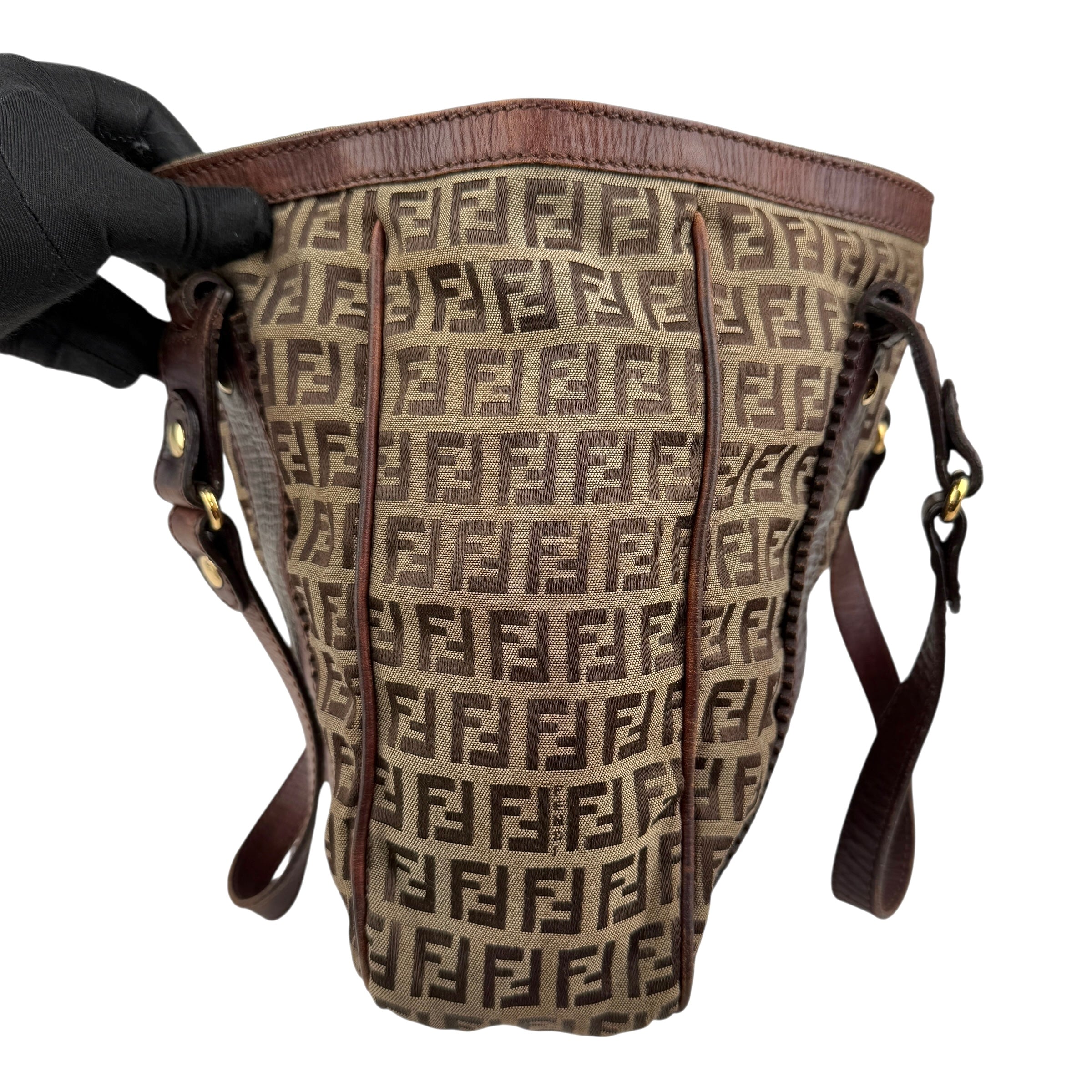 Pre-owned Fendi Zucca Tote Bag Beige Canvas and Leather tote bag