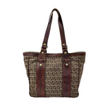 Pre-owned Fendi Zucca Tote Bag Beige Canvas and Leather tote bag main image