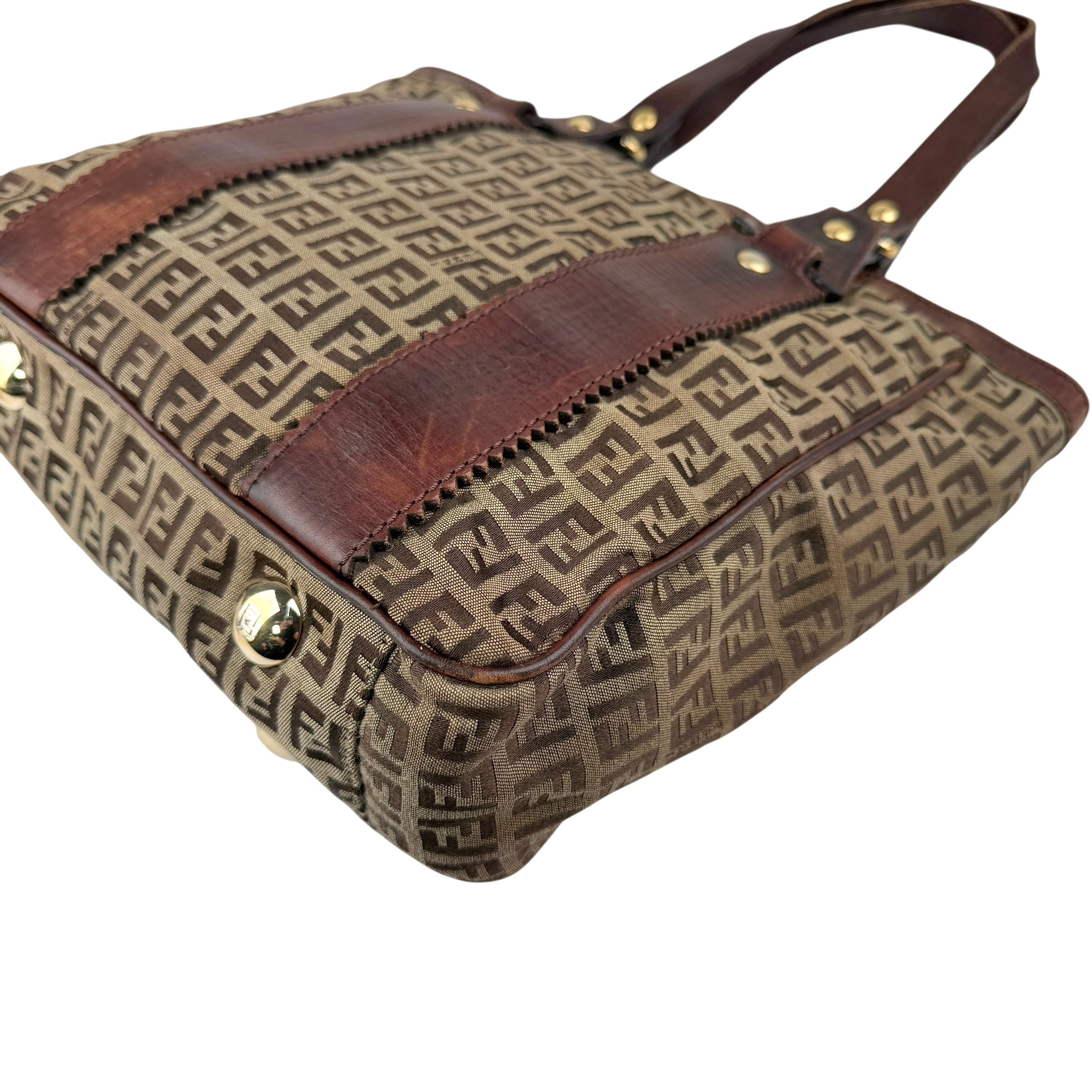 Pre-owned Fendi Zucca Tote Bag Beige Canvas and Leather tote bag