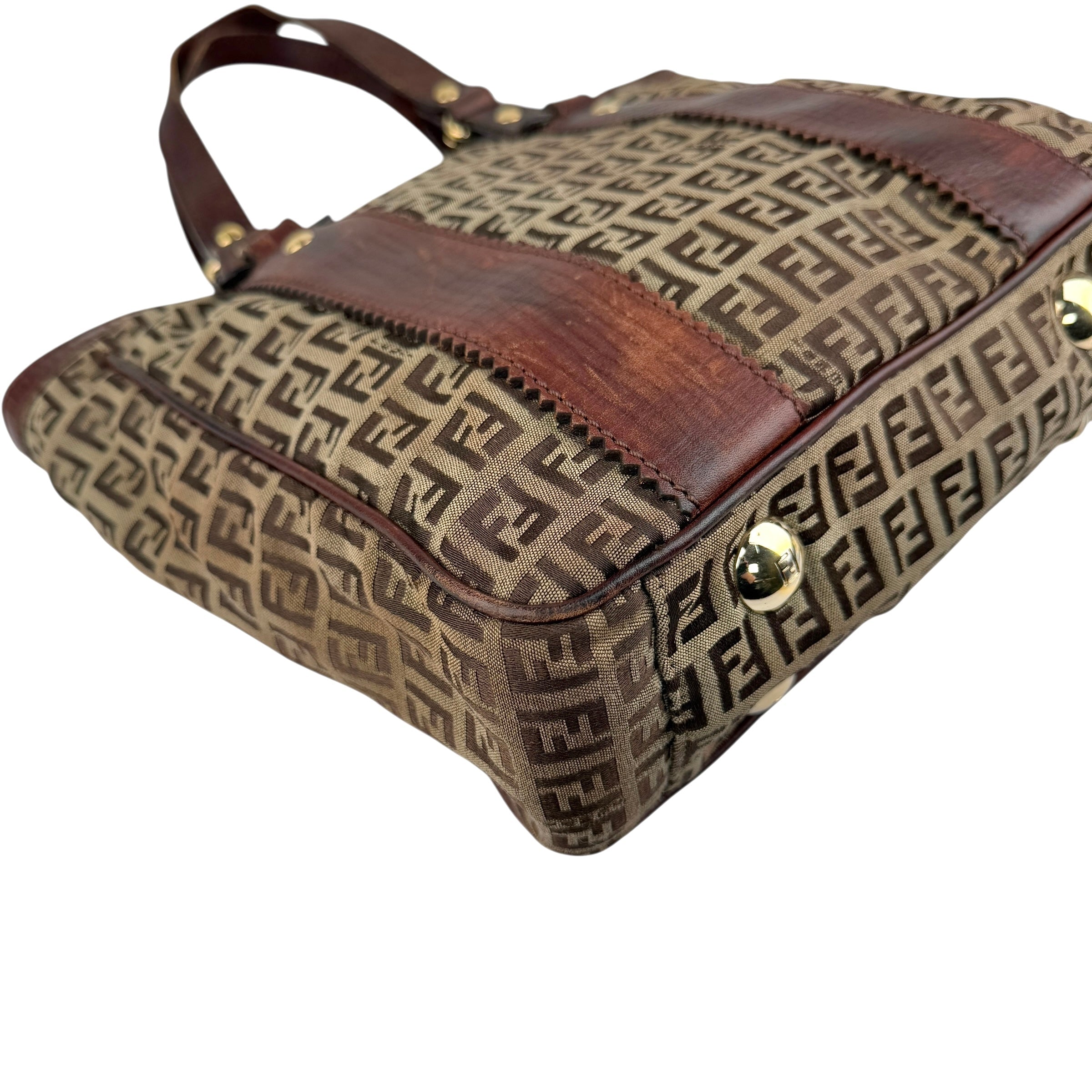 Pre-owned Fendi Zucca Tote Bag Beige Canvas and Leather tote bag