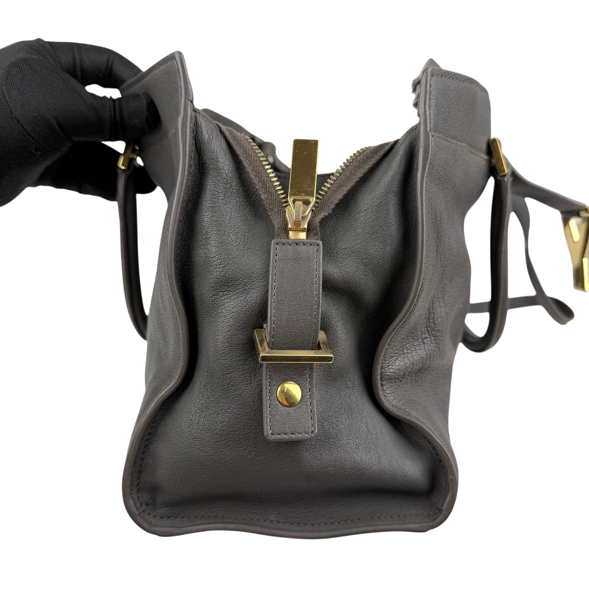 Pre-owned Saint Laurent Grey Calfskin Leather Cabas Chyc bag