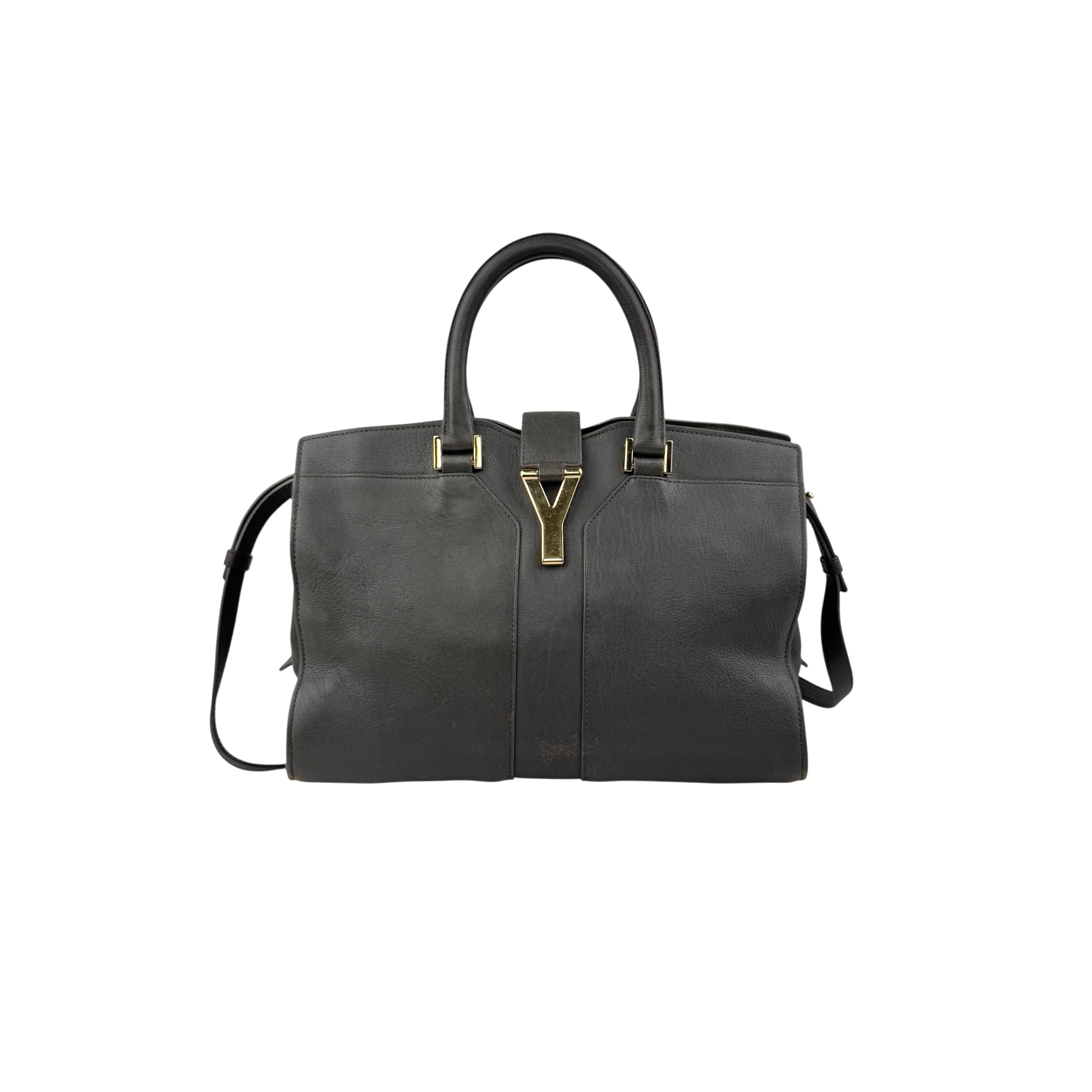 Pre-owned Saint Laurent Grey Calfskin Leather Cabas Chyc bag main image