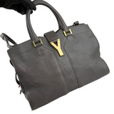 Pre-owned Saint Laurent Grey Calfskin Leather Cabas Chyc bag