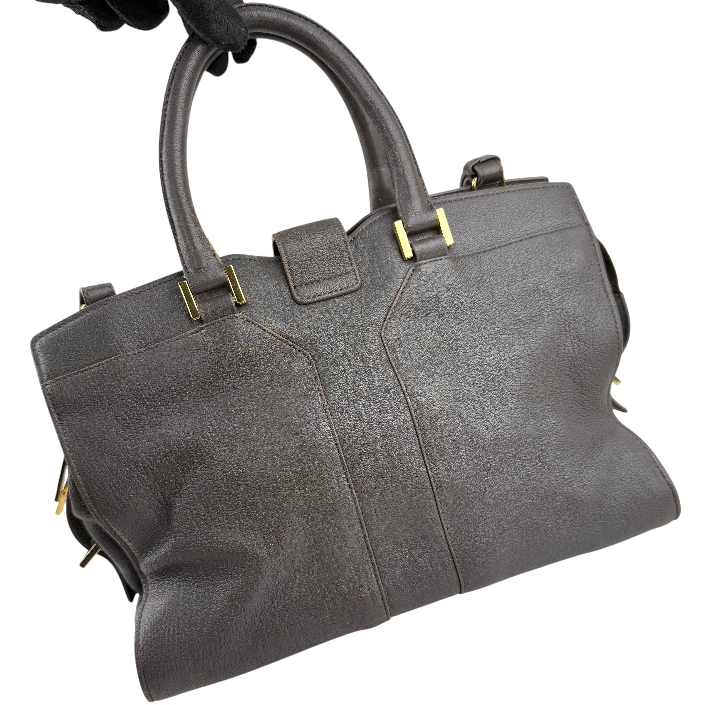 Pre-owned Saint Laurent Grey Calfskin Leather Cabas Chyc bag