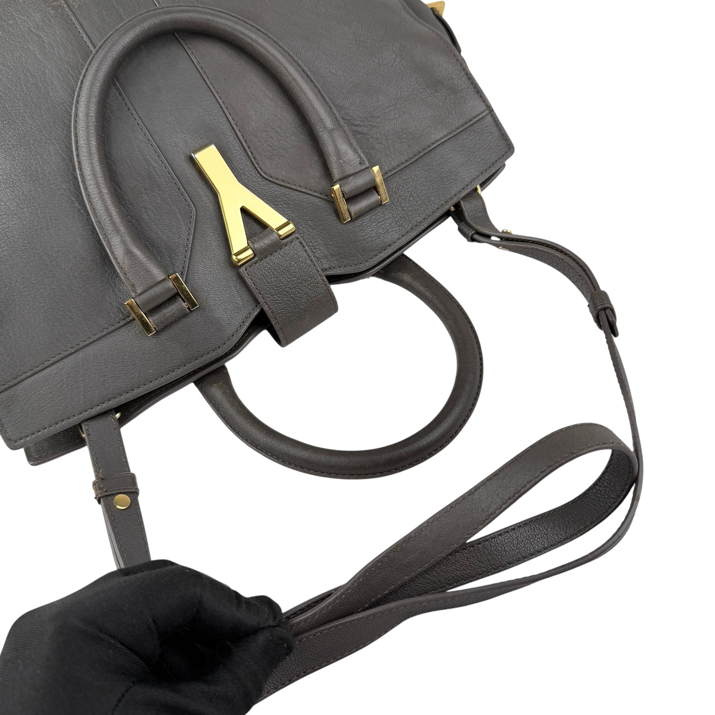 Pre-owned Saint Laurent Grey Calfskin Leather Cabas Chyc bag