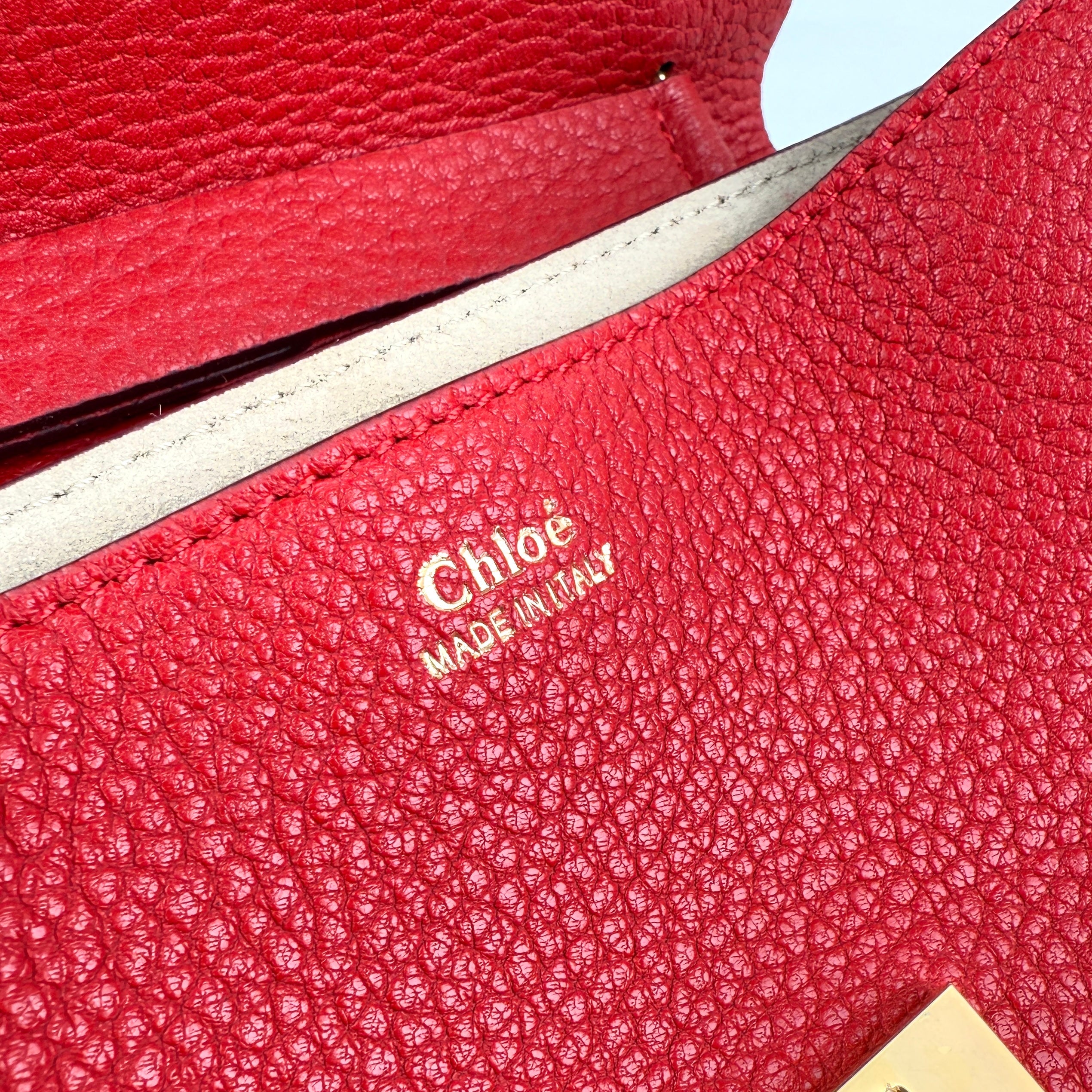 Pre-owned Chloé Chloe Red Pebbled Leather Drew bag
