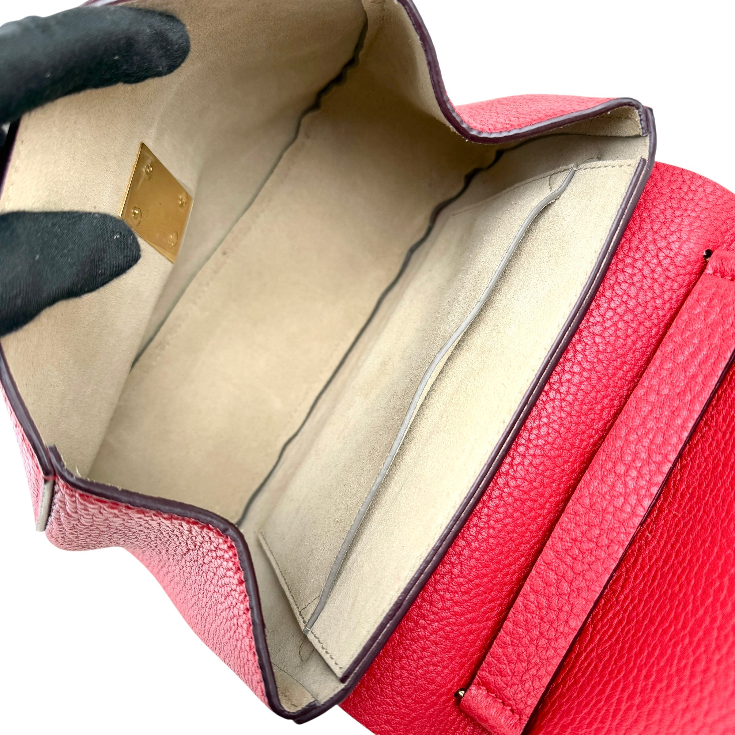 Pre-owned Chloé Chloe Red Pebbled Leather Drew bag