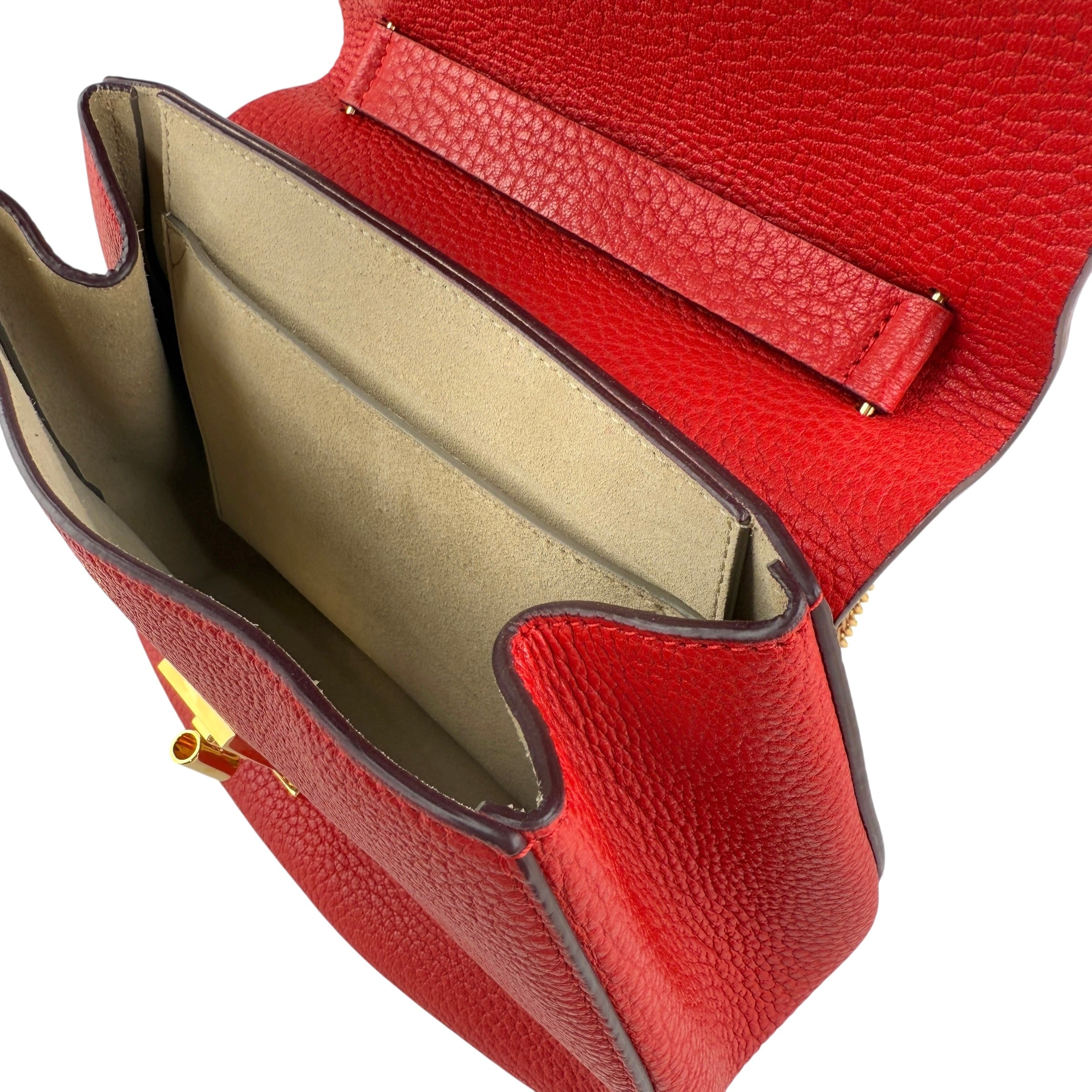 Pre-owned Chloé Chloe Red Pebbled Leather Drew bag