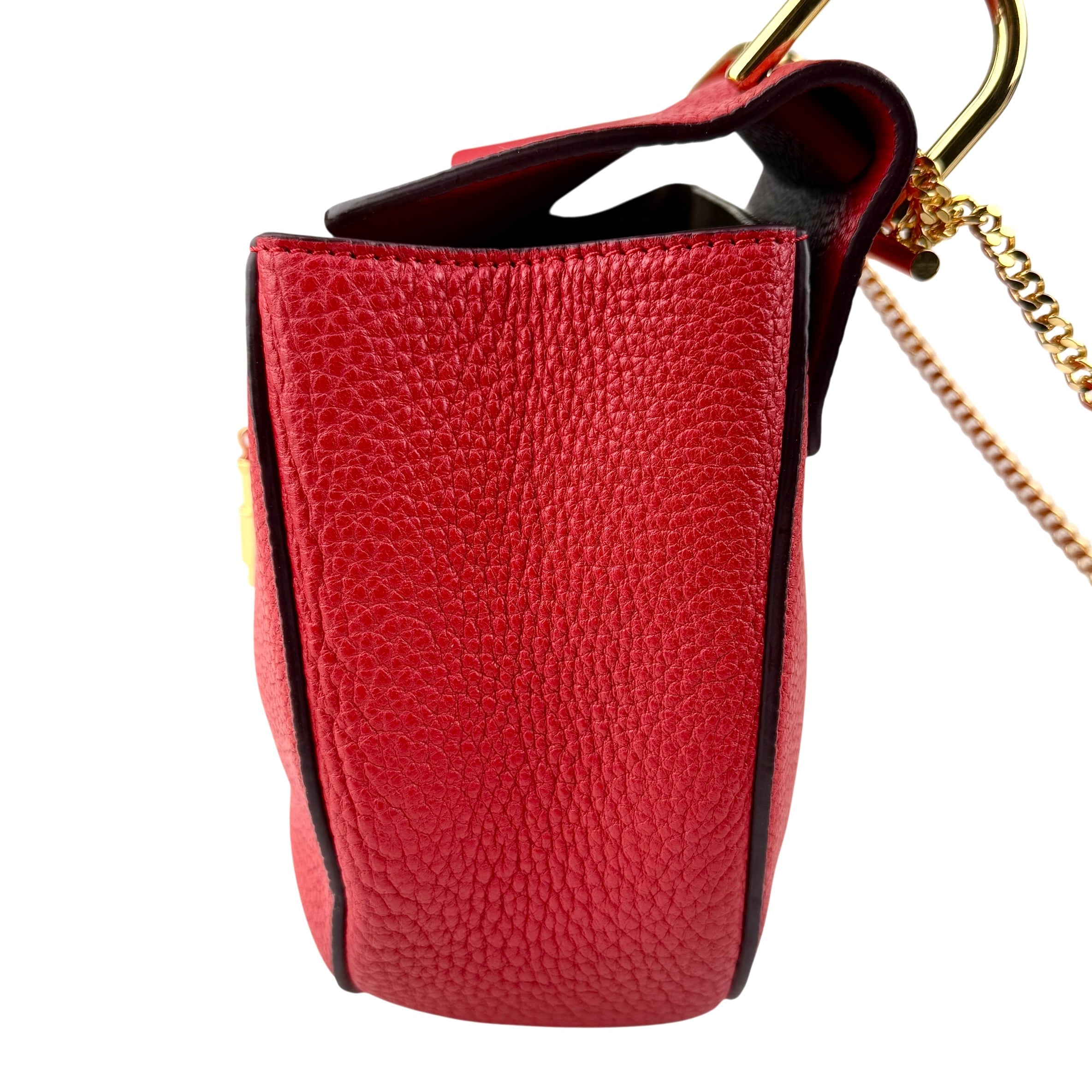 Pre-owned Chloé Chloe Red Pebbled Leather Drew bag