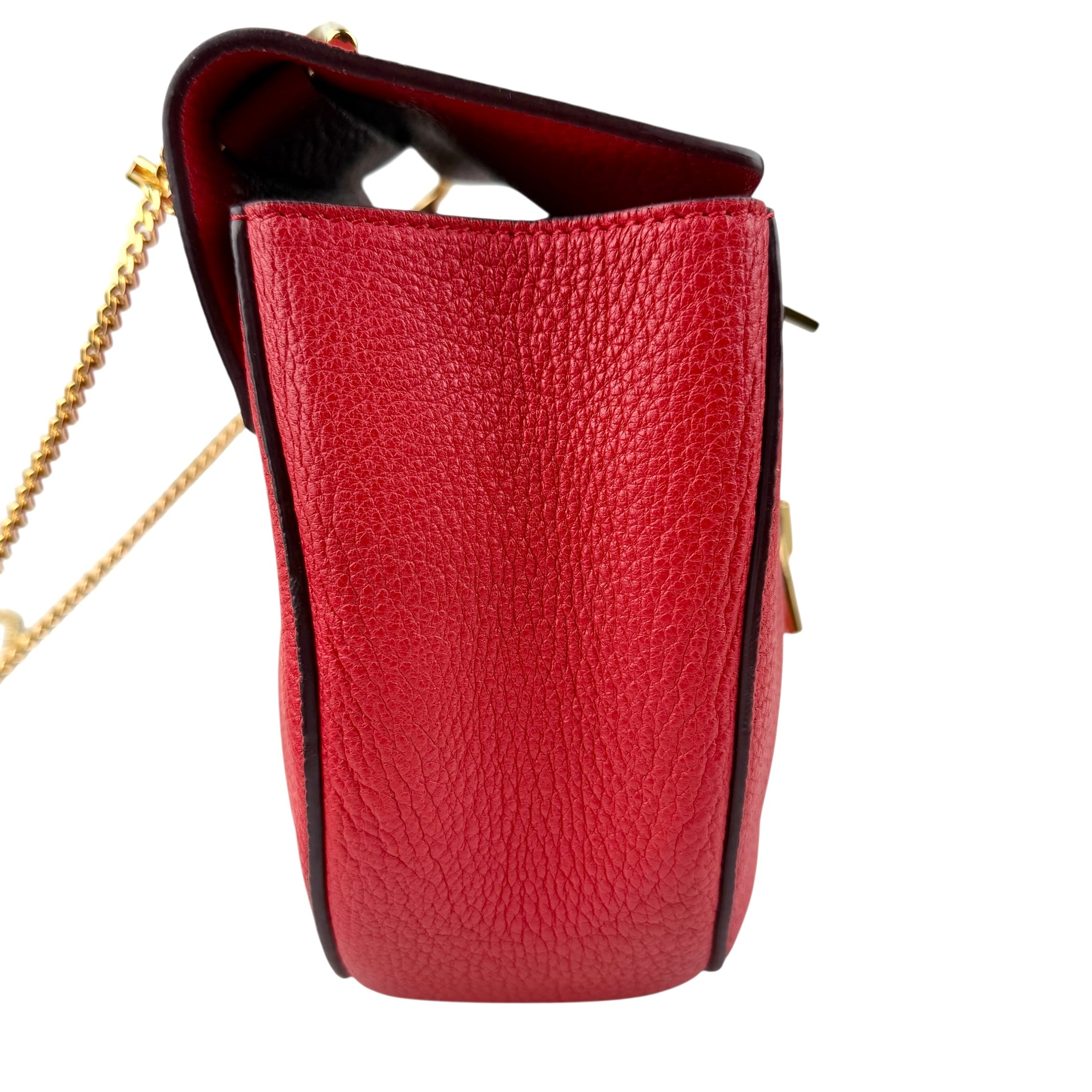 Pre-owned Chloé Chloe Red Pebbled Leather Drew bag