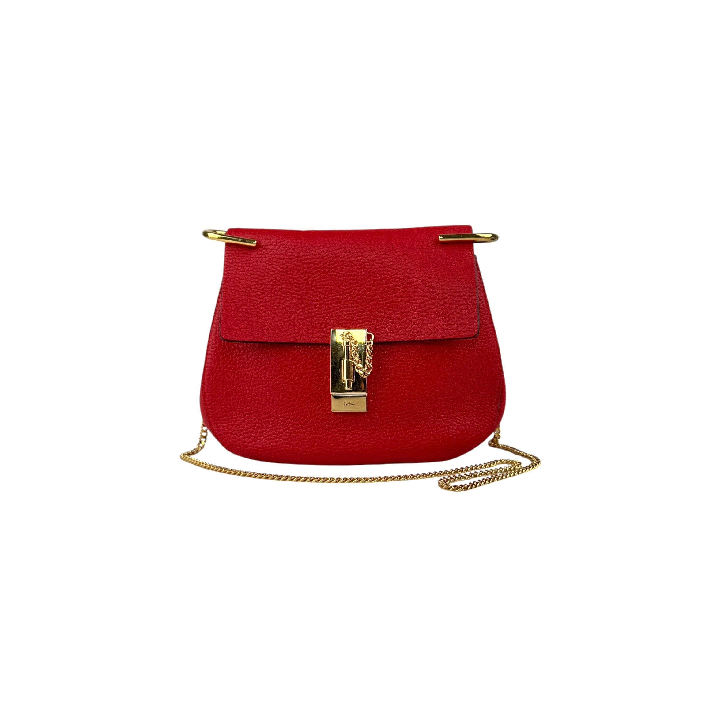 Pre-owned Chloé Chloe Red Pebbled Leather Drew bag main image