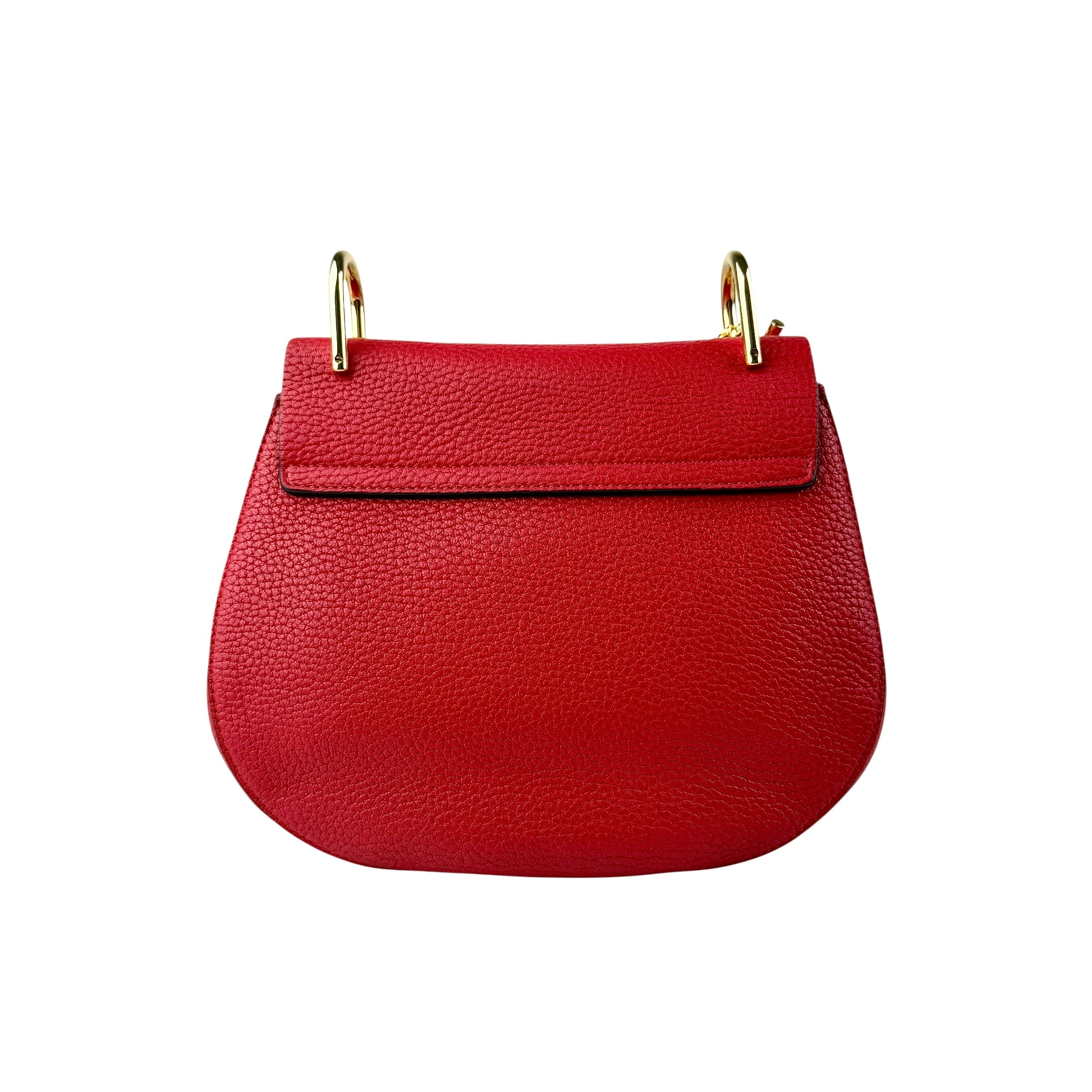 Pre-owned Chloé Chloe Red Pebbled Leather Drew bag back view