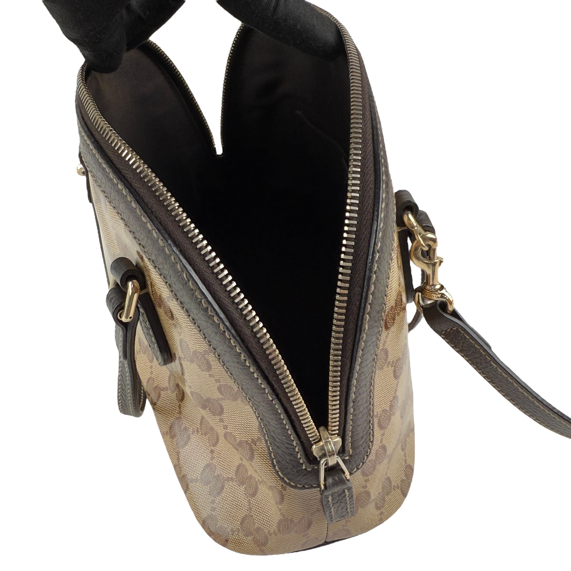 Pre-owned Gucci Brown GG Crystal Canvas Dome Handbag Small