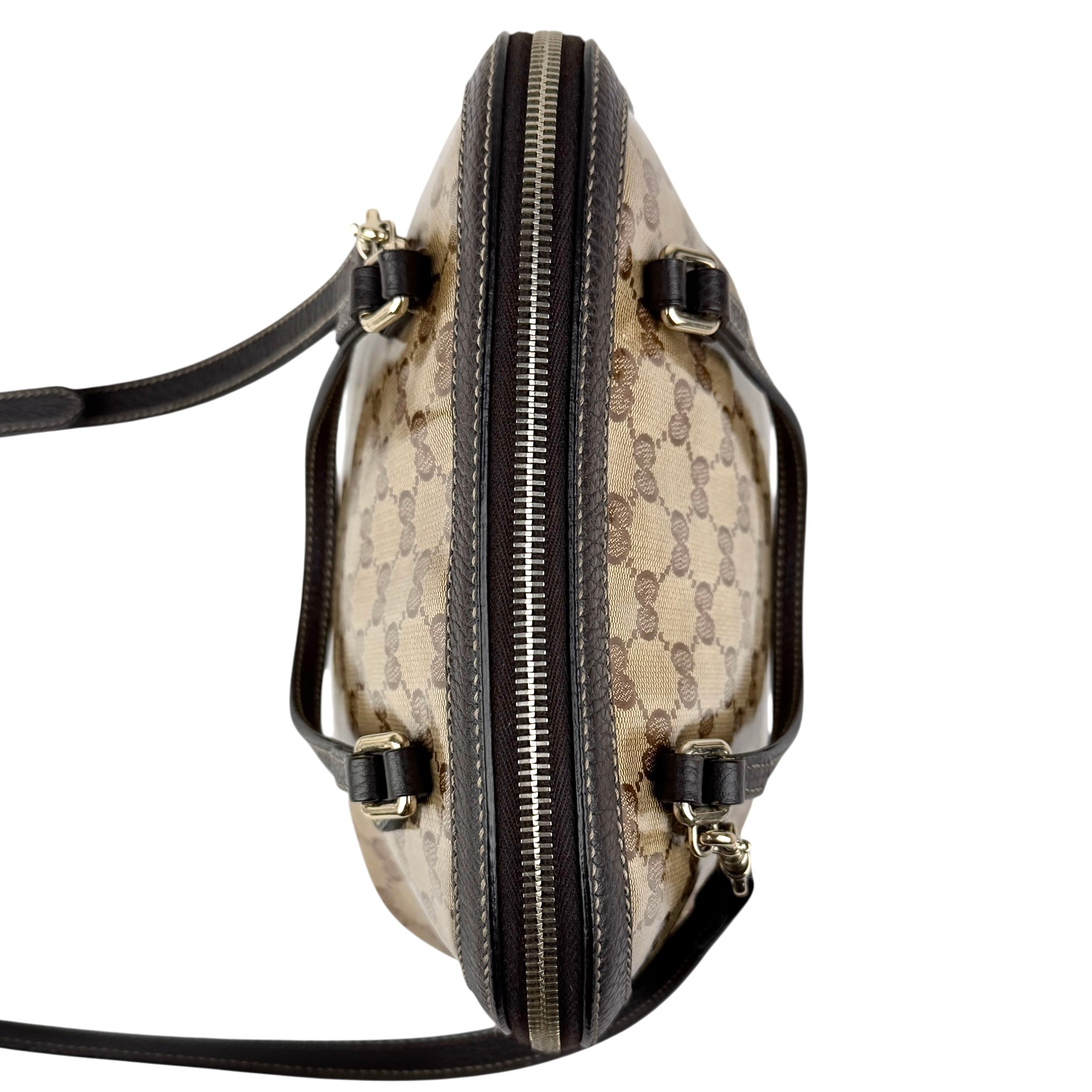 Pre-owned Gucci Brown GG Crystal Canvas Dome Handbag Small