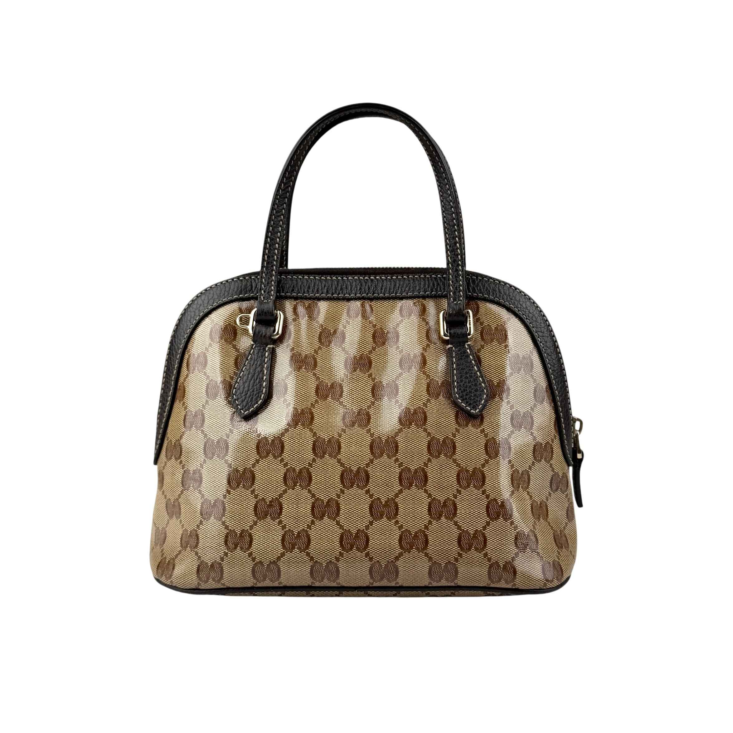 Gucci Brown GG Crystal Canvas Dome Handbag Small
