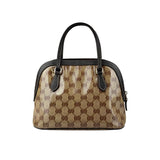 Gucci Brown GG Crystal Canvas Dome Handbag Small