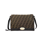 Fendi Zucca Brown Leather Messenger Bag