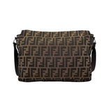 Fendi Zucca Brown Leather Messenger Bag