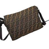 Pre-owned Fendi Zucca Brown Leather Messenger Bag