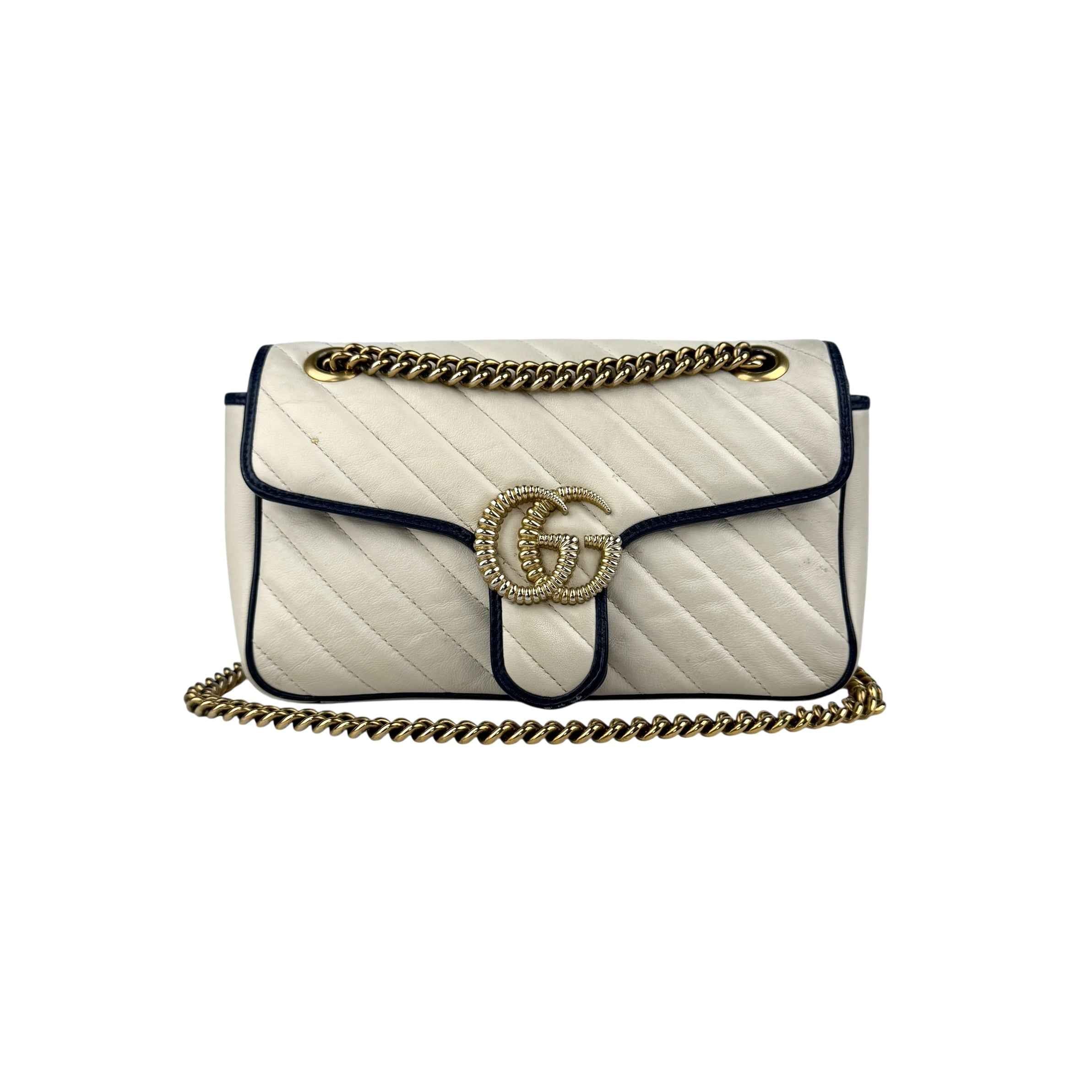Gucci Matelasse Diagonal Torchon GG Marmont Shoulder Bag