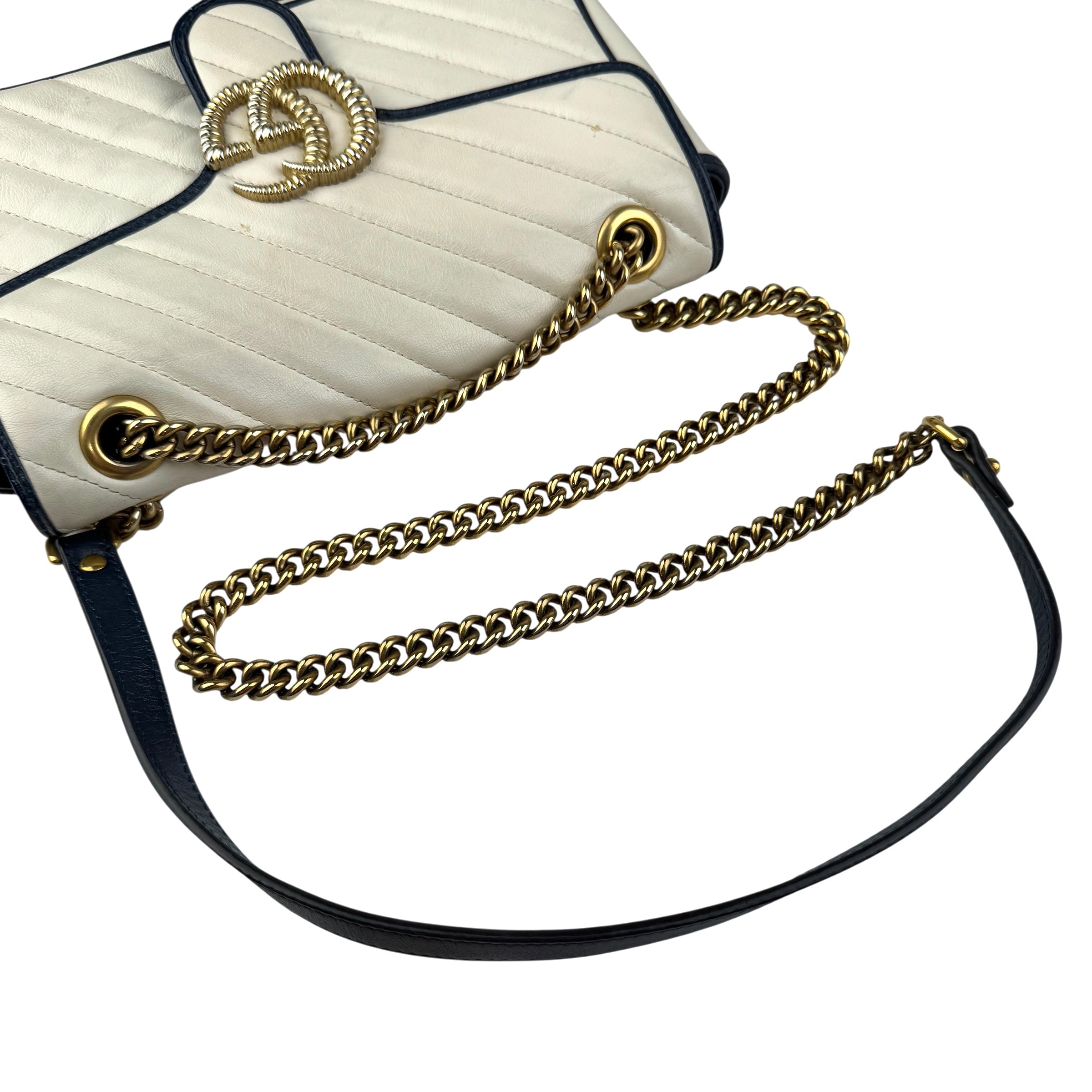 Pre-owned Gucci Matelasse Diagonal Torchon GG Marmont Shoulder Bag