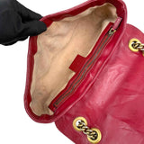 Gucci Black/RedQuilted Leather Marmont Torchon Flap Bag