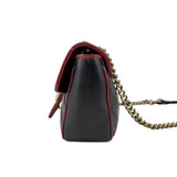 Gucci Black/RedQuilted Leather Marmont Torchon Flap Bag