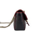 Gucci Black/RedQuilted Leather Marmont Torchon Flap Bag
